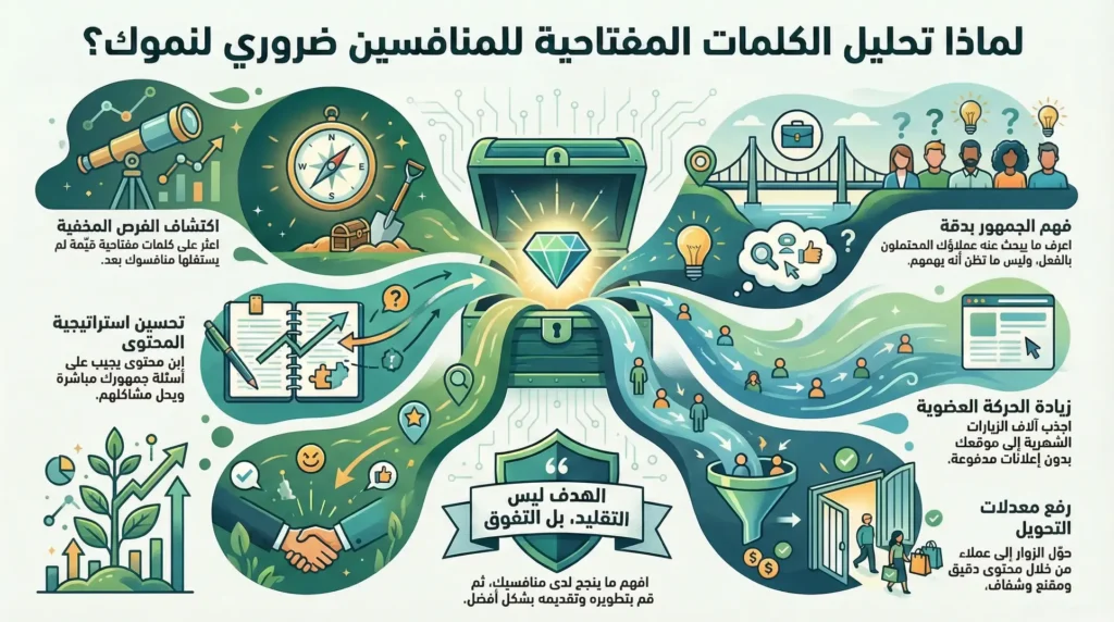 دليلك الشامل لتحليل الكلمات المفتاحية :اكتشف اسرار المنافسين 2 تحليل الكلمات المفتاحية للمنافسين