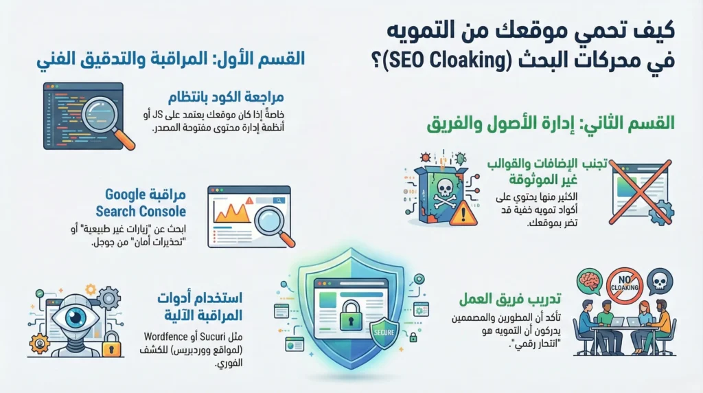 ما هو التمويه Cloaking in SEO؟ دليل شامل من خبير SEO 4 كيف تحمي موقعك من التمويه Cloaking in SEO