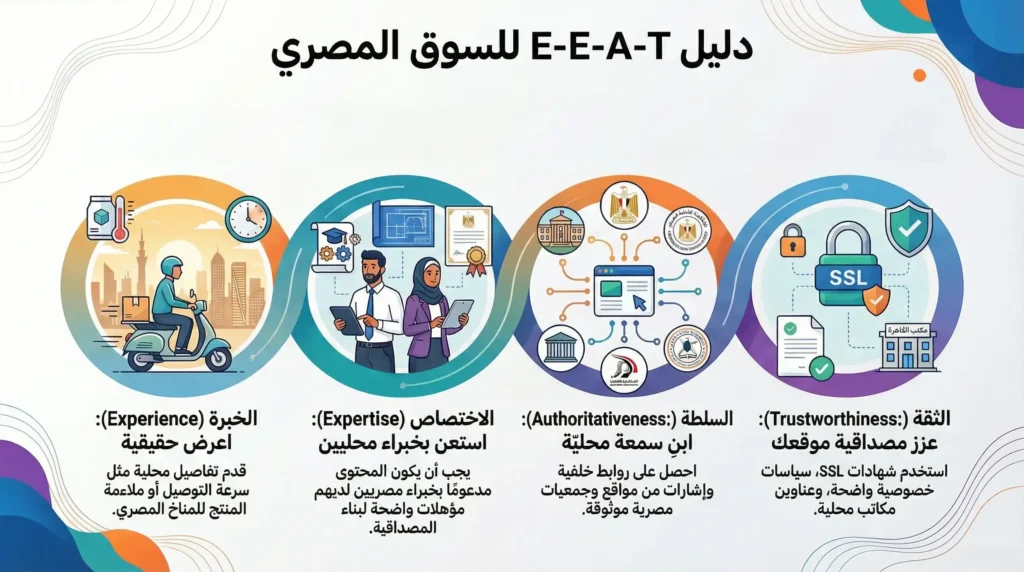 استراتيجيات E-E-A-T لتوسيع نطاق العلامات التجارية العالمية: بناء الثقة والسلطة 1 تحليل عناصر E-E-A-T في السياق المصري