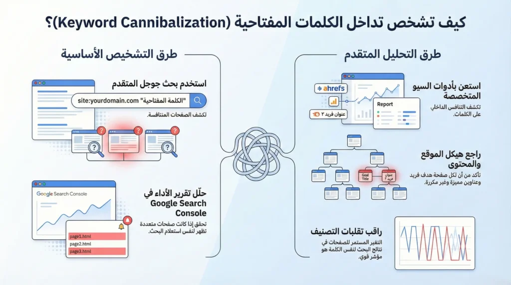 التداخل بين الصفحات (Keyword Cannibalization):دليلك الشامل 5 كيفية معرفة سبب التداخل بين الصفحات Keyword Cannibalization