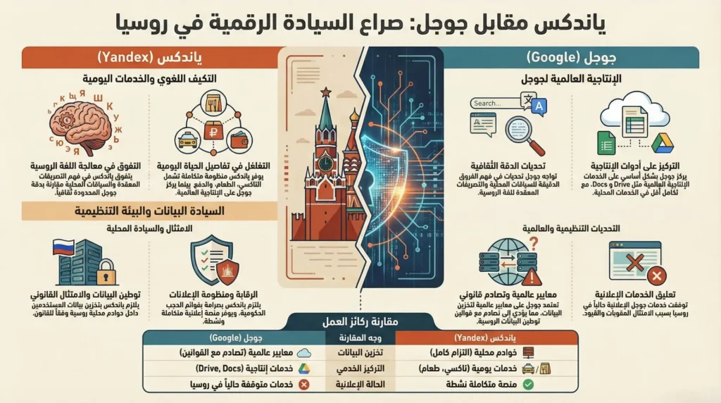 ياندكس (Yandex) مقابل جوجل (Google)