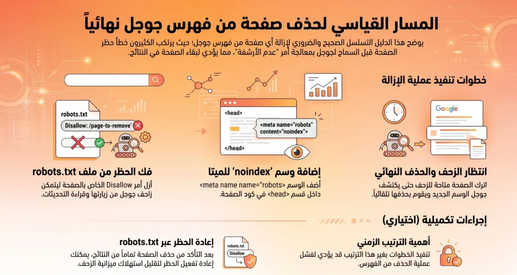 مسار العمل القياسي الصحيح لإزالة صفحة نهائياً (Standard Workflow)